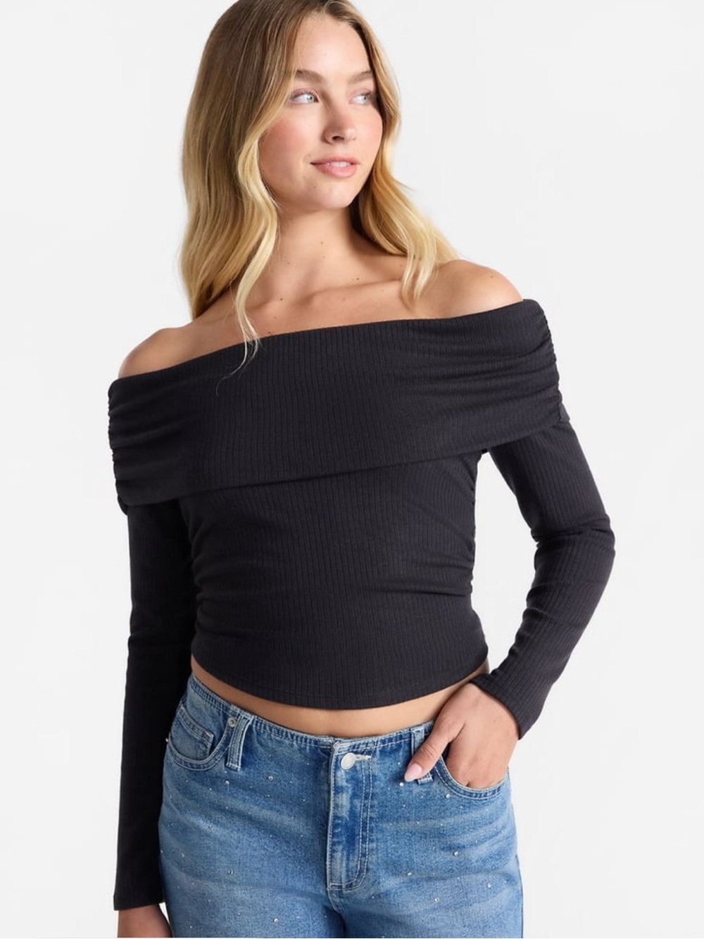 No Boundaries Off-Shoulder Long Sleeve Top